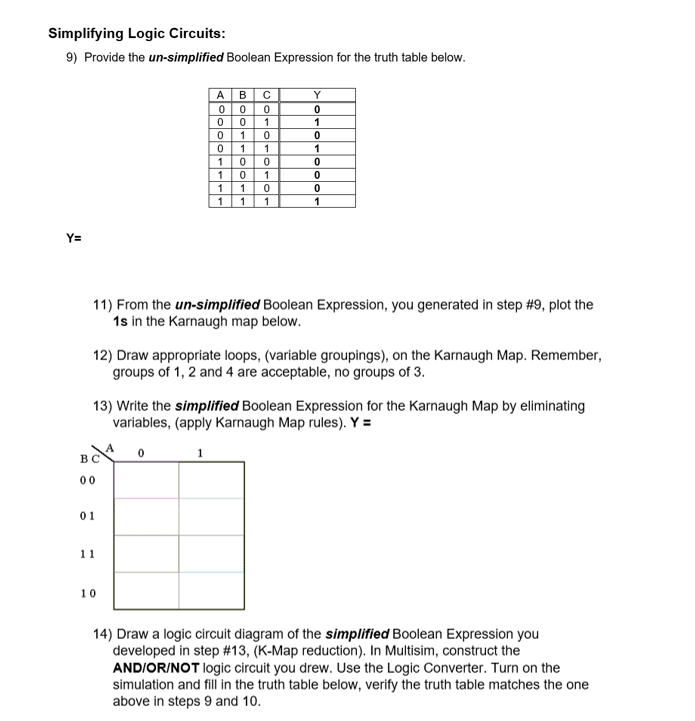 Solved simplifying logic circuits 9 provide the chegg