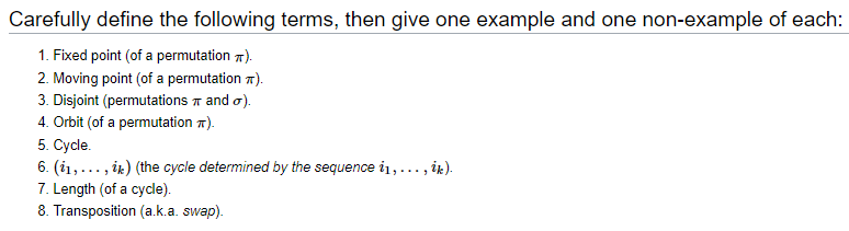 Solved Carefully Define The Following Terms, Then Give One | Chegg.com