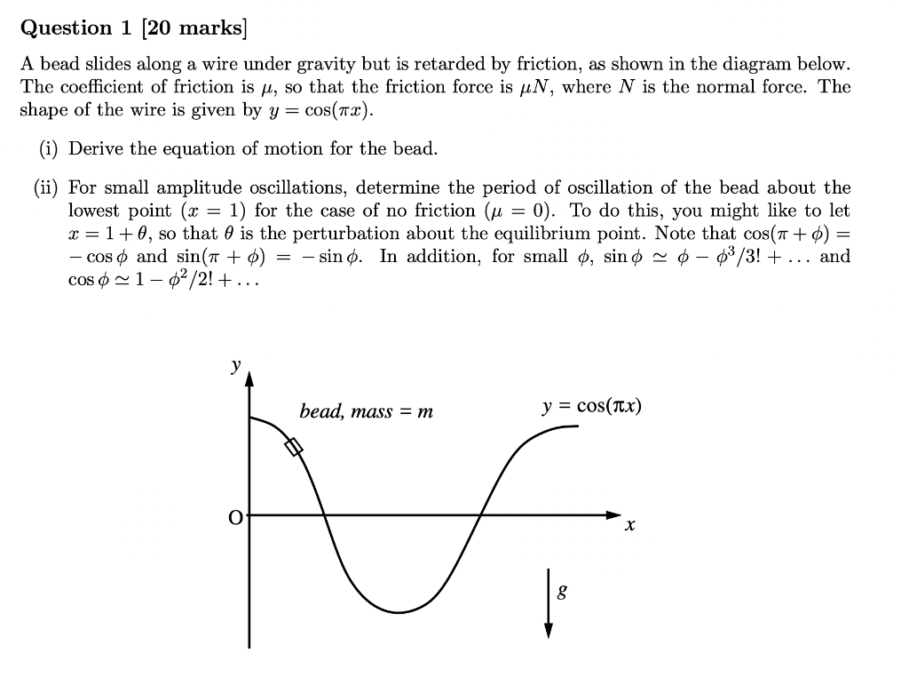 Solved Question 1 (20 marks] A bead slides along a wire | Chegg.com