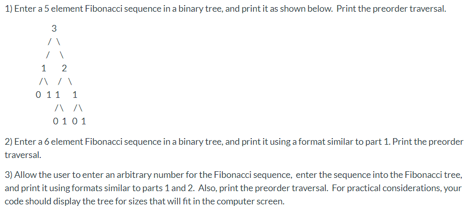 1) Enter a 5 element Fibonacci sequence in a binary | Chegg.com