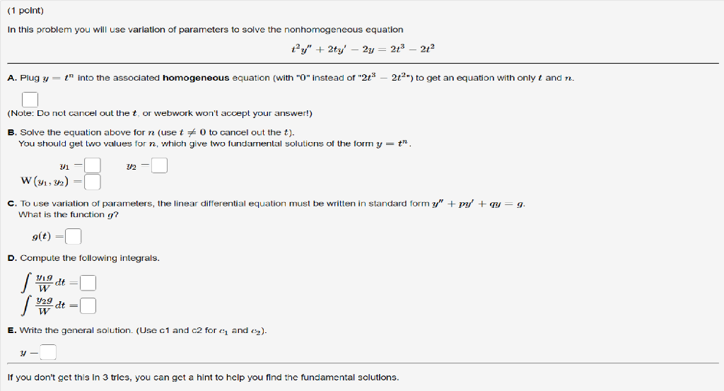 Solved (1 point) In this problem you will use variation of | Chegg.com