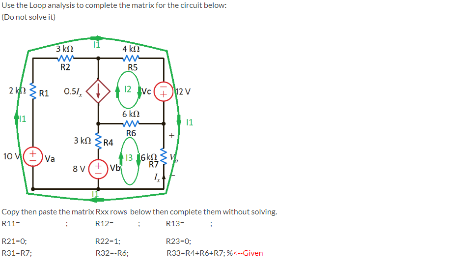 Loop Matrix Chart Solved Use the Loop analysis to complete the matrix for the | Chegg.com