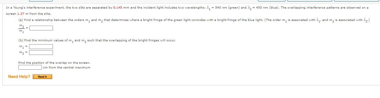 Solved In a Young's interference experiment, the two slits | Chegg.com