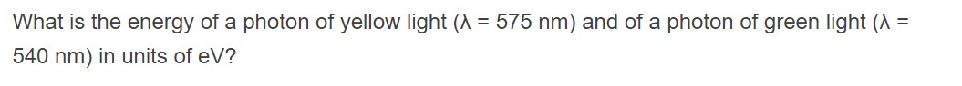 what is the energy of a photon of yellow light