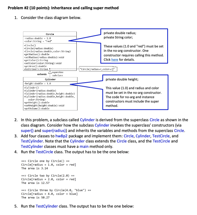 Solved Problem #2 (10 points): Inheritance and calling super | Chegg.com