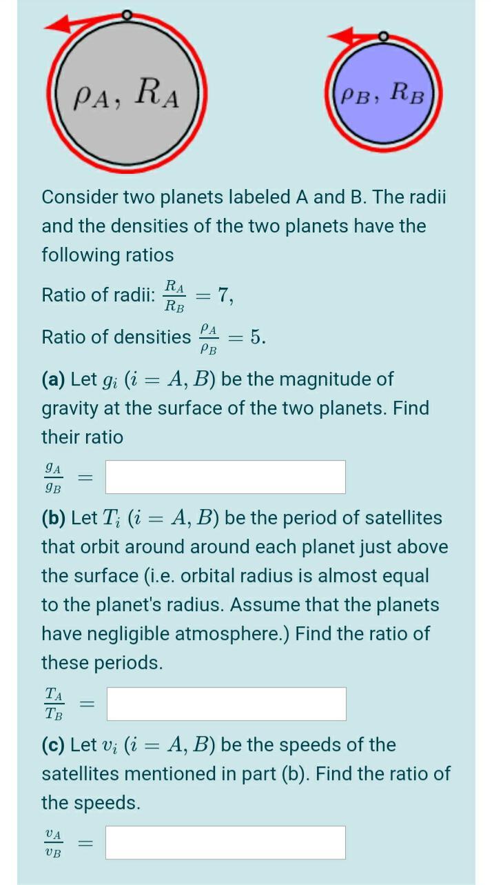 Solved PA, RA PB, RB Consider Two Planets Labeled A And B. | Chegg.com