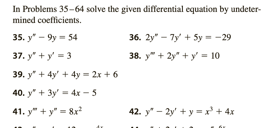 Solved In Problems 35-64 solve the given differential | Chegg.com