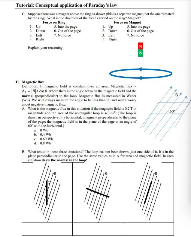 Solved G. Suppose there was a magnet above the ring as shown | Chegg.com