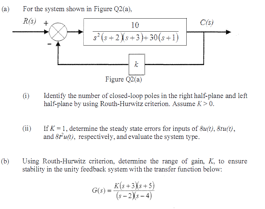 Solved 1) For the system shown in Figure Q2(a), (i) Identify | Chegg.com
