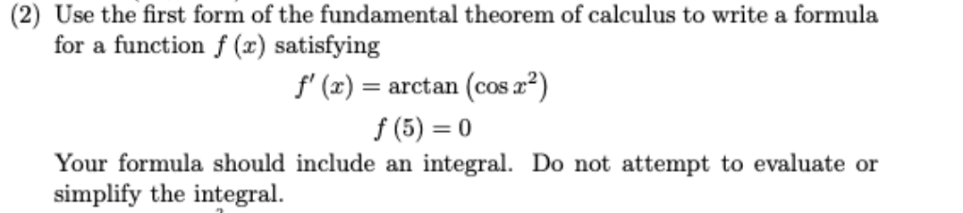 Solved (2) Use the first form of the fundamental theorem of | Chegg.com
