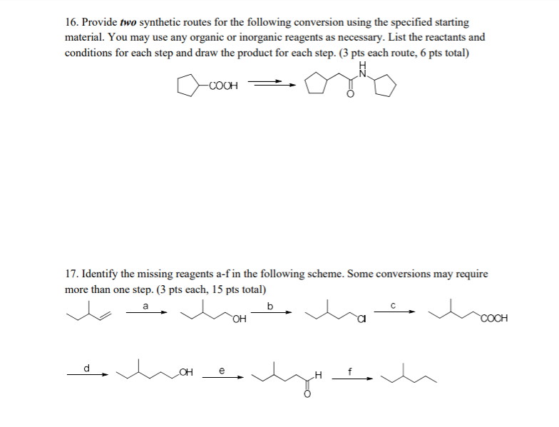 Solved 16. Provide Two Synthetic Routes For The Following | Chegg.com