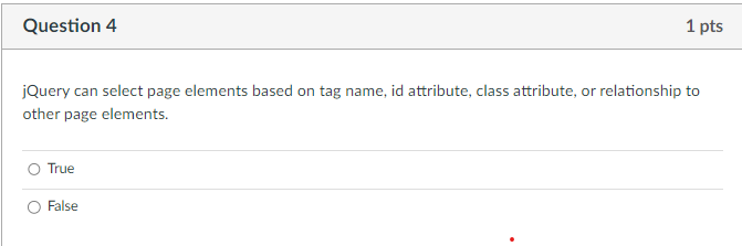 Solved jQuery can select page elements based on tag name, id | Chegg.com