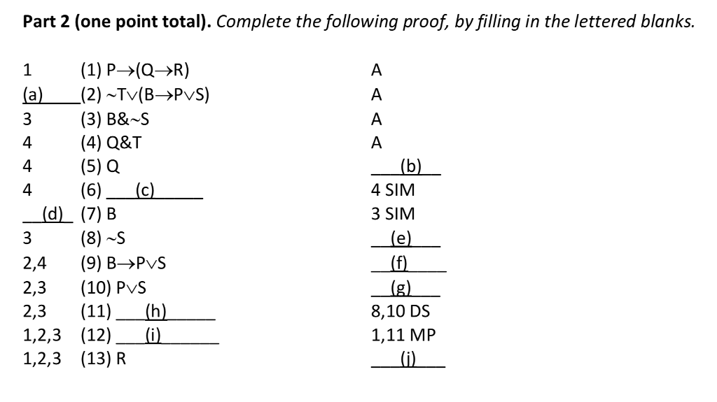 Solved Part 2 One Point Total Complete The Following P Chegg Com