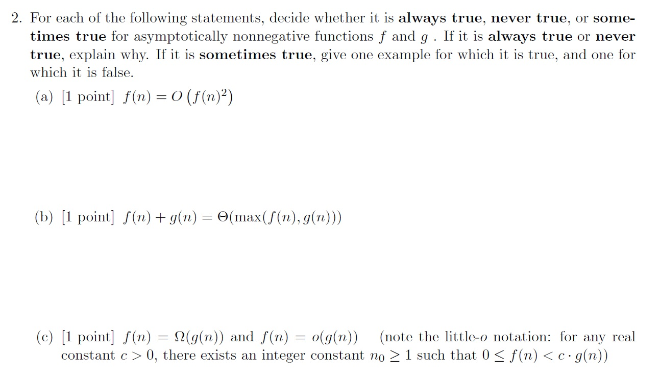 Solved 2. For Each Of The Following Statements, Decide | Chegg.com