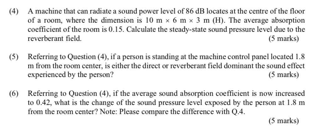 86 Db Example Solved A machine that can radiate a sound power level of 86 | Chegg.com