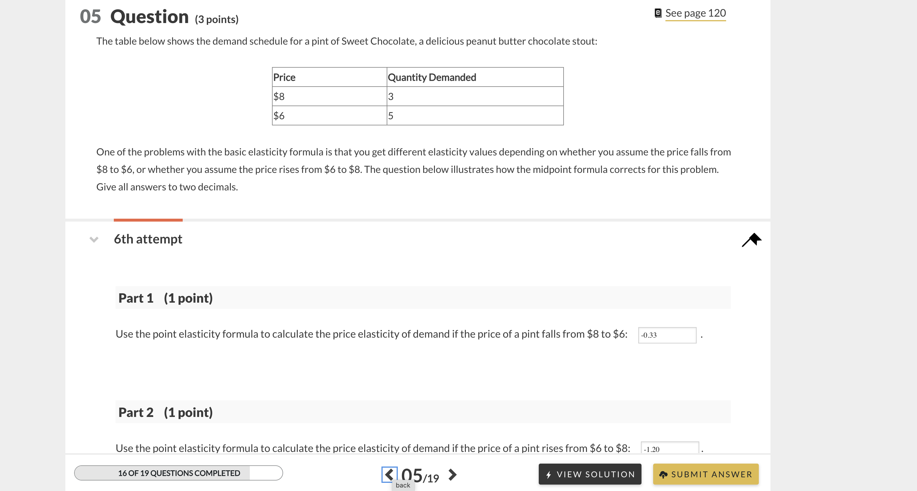 Solved 05 ﻿Question(3 ﻿points)틀 ﻿See page 120The table below | Chegg.com