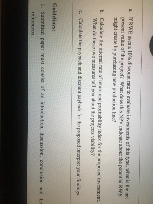 Solved RWE Enterprise Expansion project Analysis RWE