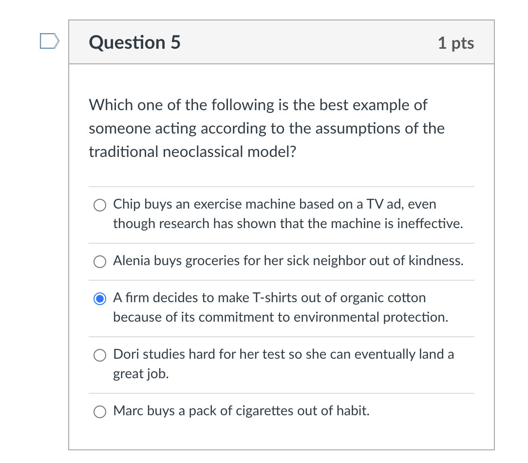 Solved Question 5 1 pts Which one of the following is the | Chegg.com