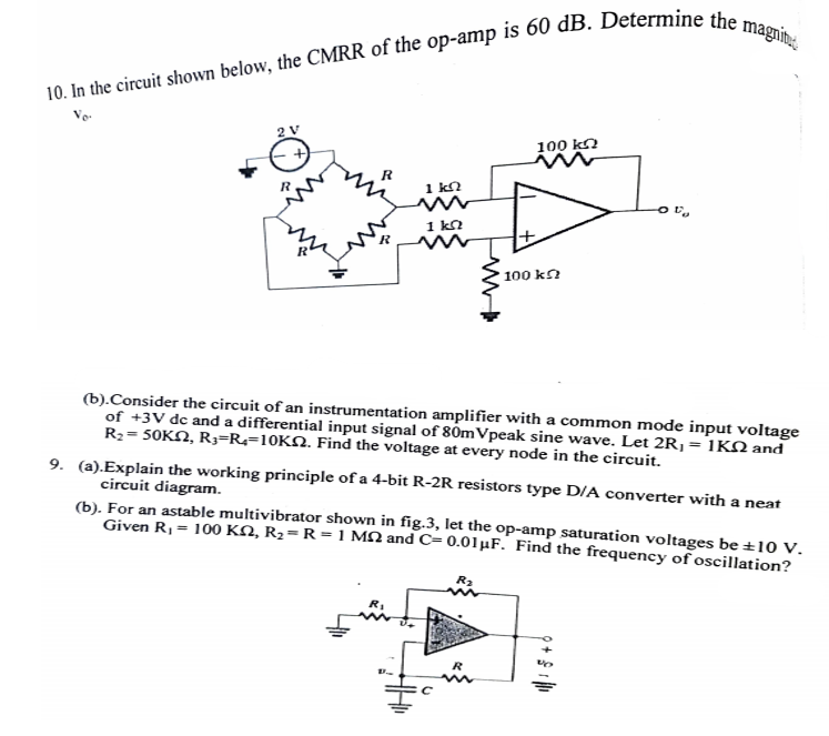 (b).Consider The Circuit Of An Instrumentation | Chegg.com