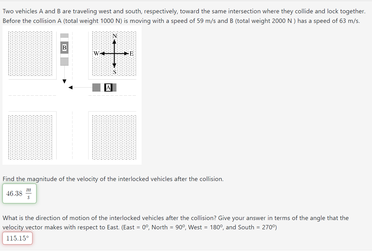 Solved Two Vehicles A And B Are Traveling West And South, | Chegg.com