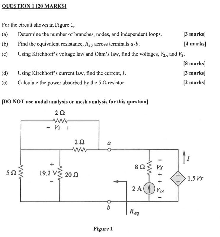 Solved QUESTION 1 [20 MARKSI For the circuit shown in Figure | Chegg.com