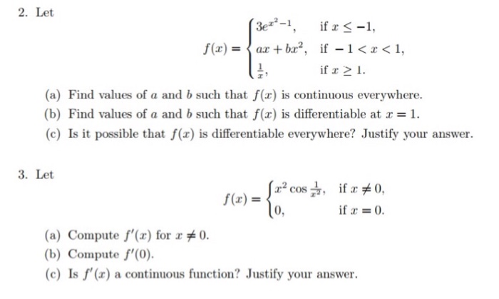 Solved 2. Let 1 if r 2 1 (a) Find values of a and b such | Chegg.com