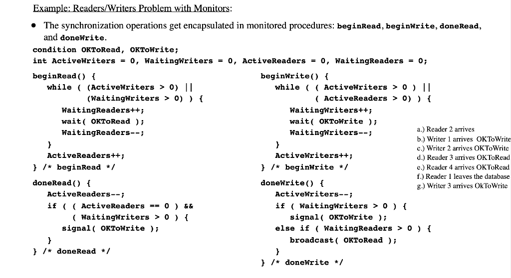 Solved 1. In the Readers/Writers problem using Monitors, is | Chegg.com