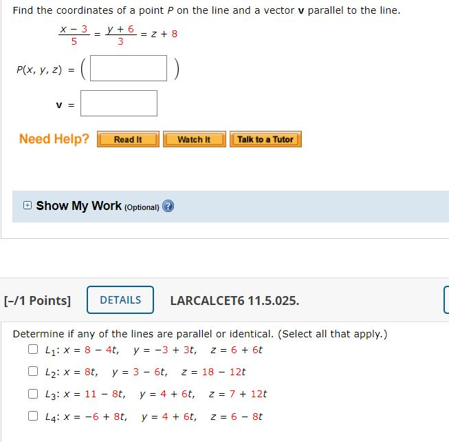 Solved Find The Coordinates Of A Point P On The Line And Chegg Com