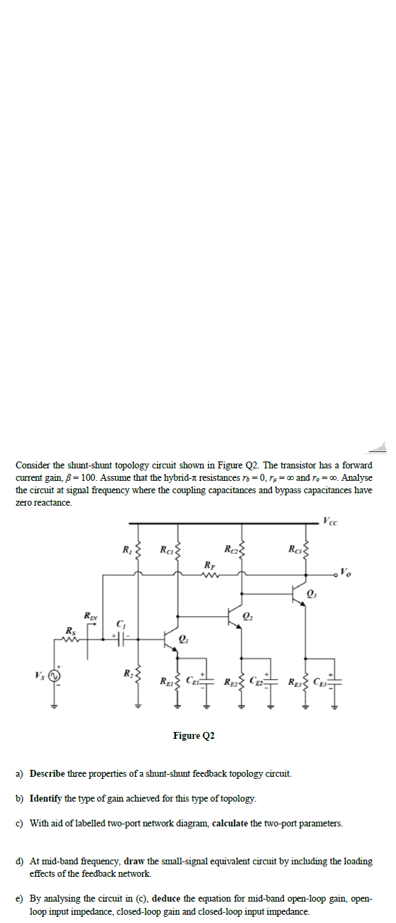 Consider the shunt-shunt topology circuit shown in | Chegg.com
