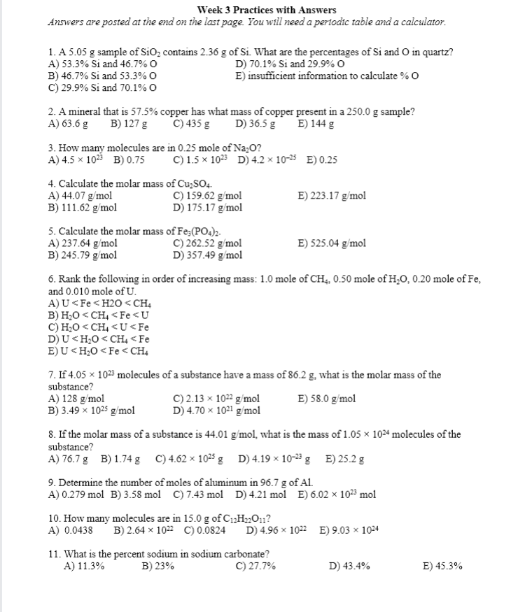 Solved Week 3 Practices with Answers Answers are posted at | Chegg.com