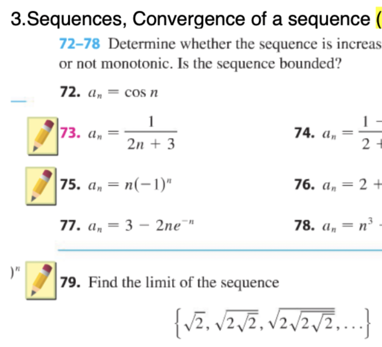 Solved 3. Sequences, Convergence of a sequence ( 72–78 | Chegg.com