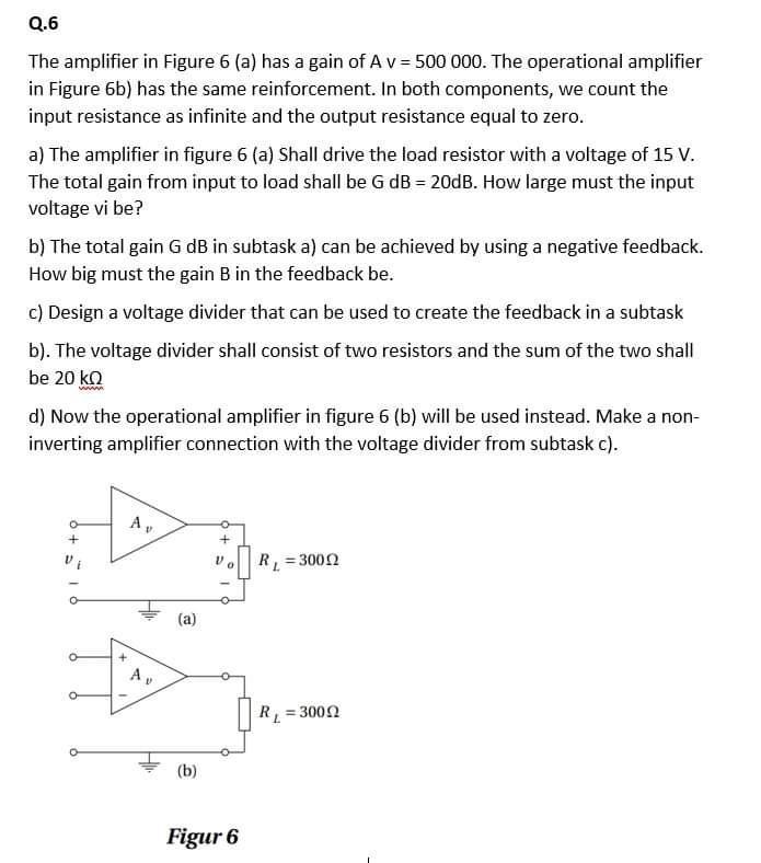 Solved Q.6 The amplifier in Figure 6 (a) has a gain of Av= | Chegg.com