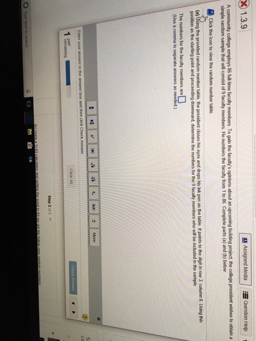 Solved 1.3.9 Assigned Media | 漫Question Help simple random | Chegg.com
