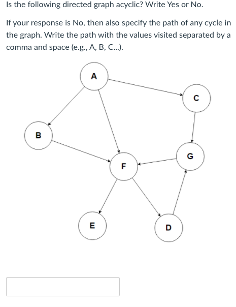 Solved Is the following directed graph acyclic? Write Yes or | Chegg.com