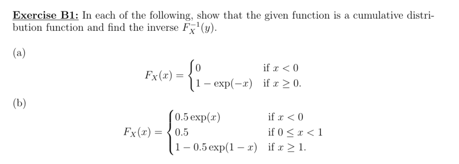 Exercise B1: In Each Of The Following, Show That The | Chegg.com