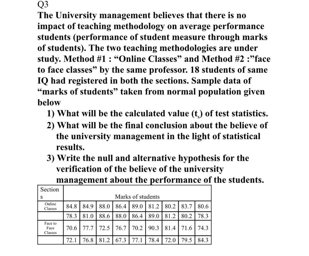 Solved Q3 The University management believes that there is