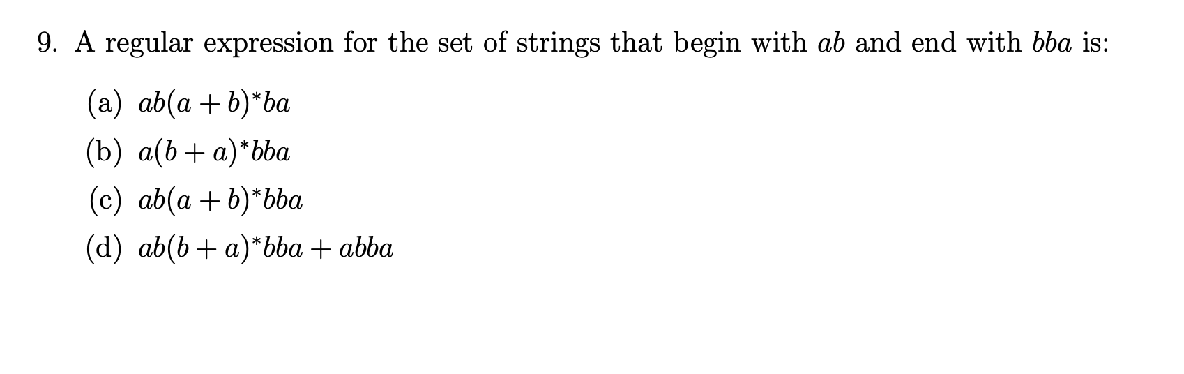 Solved 9. A regular expression for the set of strings that | Chegg.com