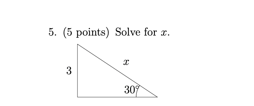 Solved 5. (5 points) Solve for x. | Chegg.com