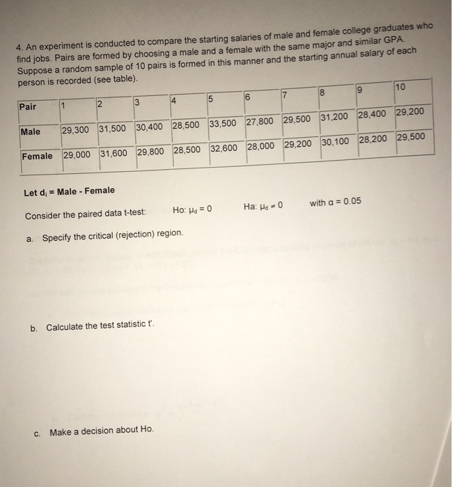 Solved 4. An experiment is conducted to compare the starting | Chegg.com