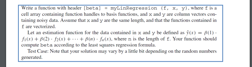 Matlab help I know beta can be calculated with | Chegg.com