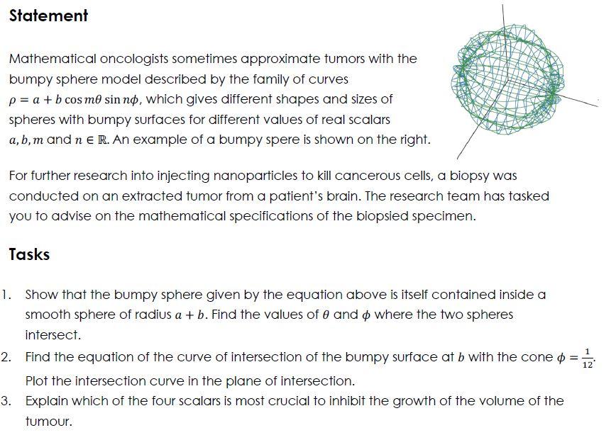 Solved Statement Mathematical oncologists sometimes | Chegg.com