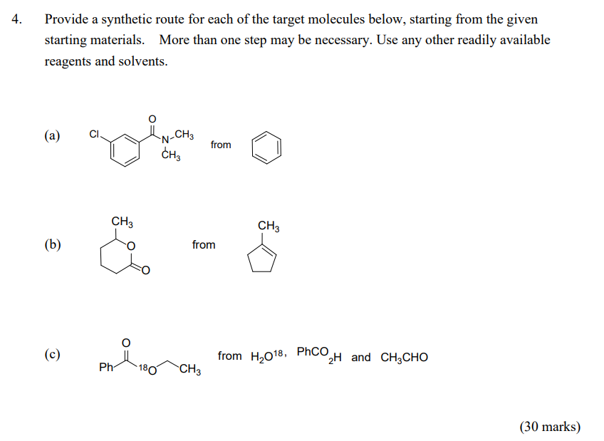 Solved 4. Provide a synthetic route for each of the target | Chegg.com