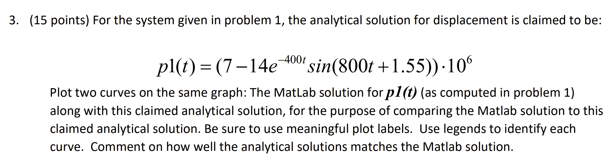 Solved 3. (15 points) For the system given in problem 1, the | Chegg.com