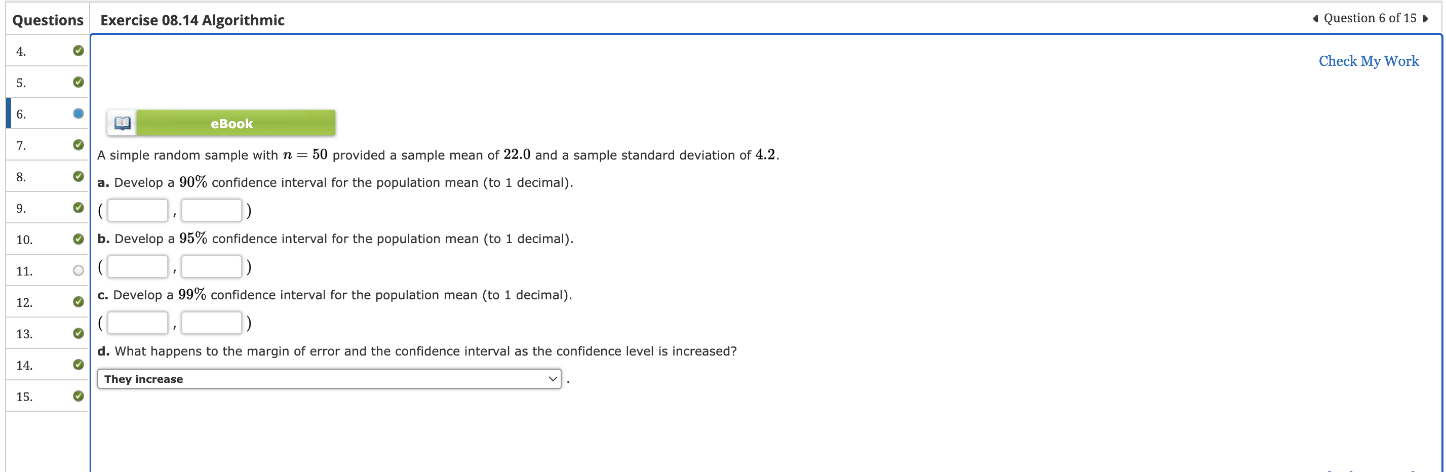 Solved A simple random sample with n=50 provided a sample | Chegg.com