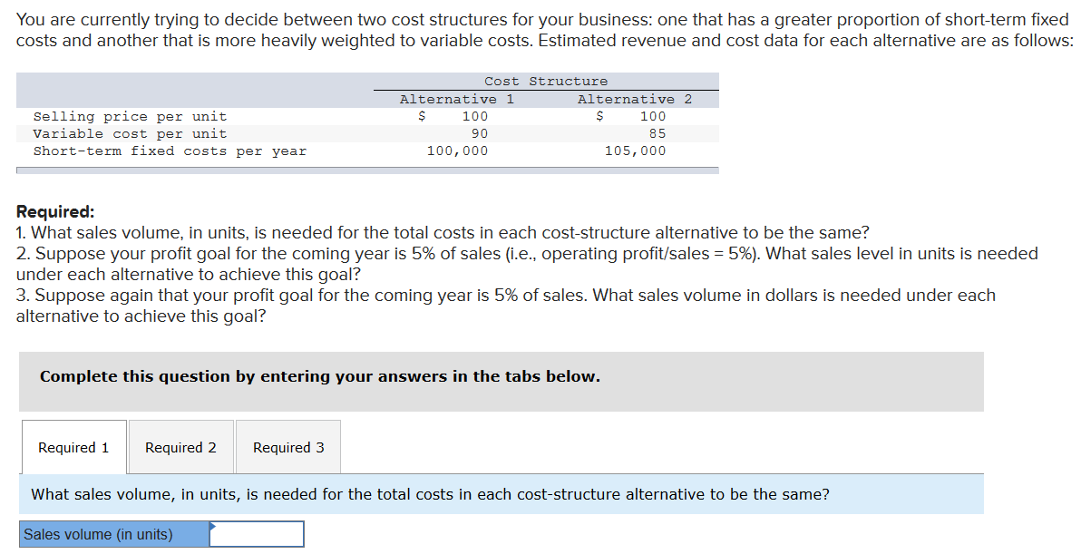 Solved You are currently trying to decide between two cost