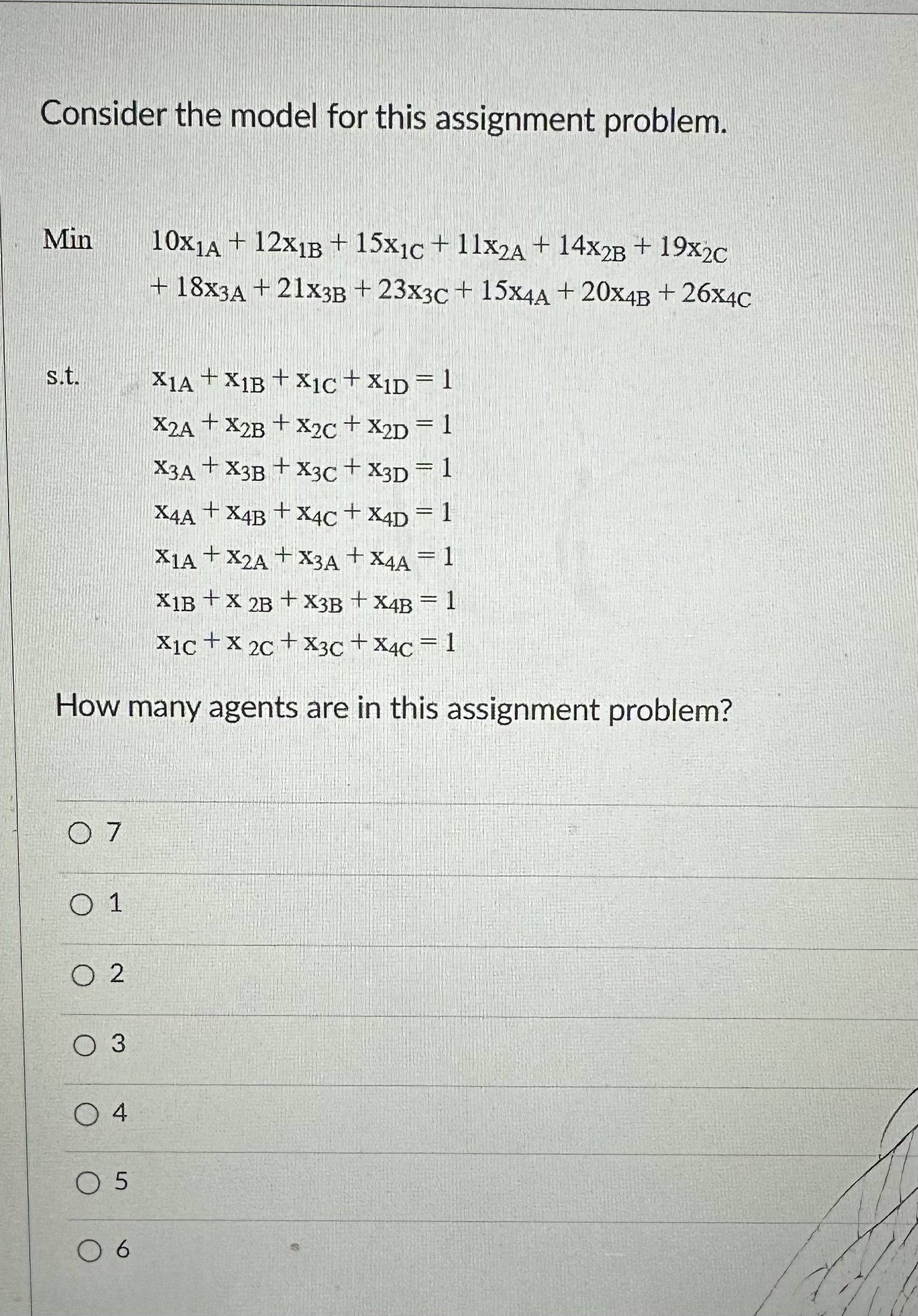 Solved Consider The Model For This Assignment Problem. Min | Chegg.com