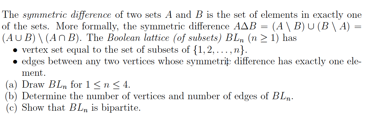 Solved = The Symmetric Difference Of Two Sets A And B Is The | Chegg.com