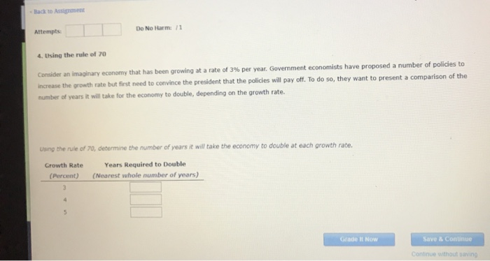 Solved Do No Harm / Attempts 4. Using the rule of 70 | Chegg.com