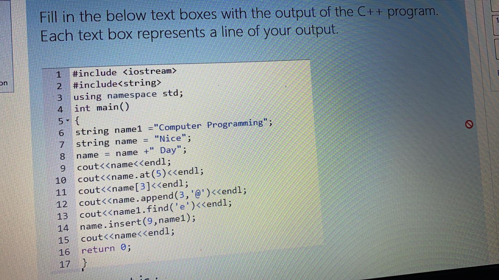Solved Fill in the below text boxes with the output of the | Chegg.com