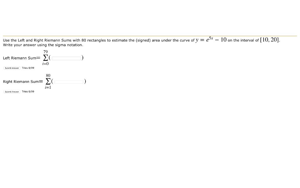 Solved Use the Left and Right Riemann Sums with 80 | Chegg.com